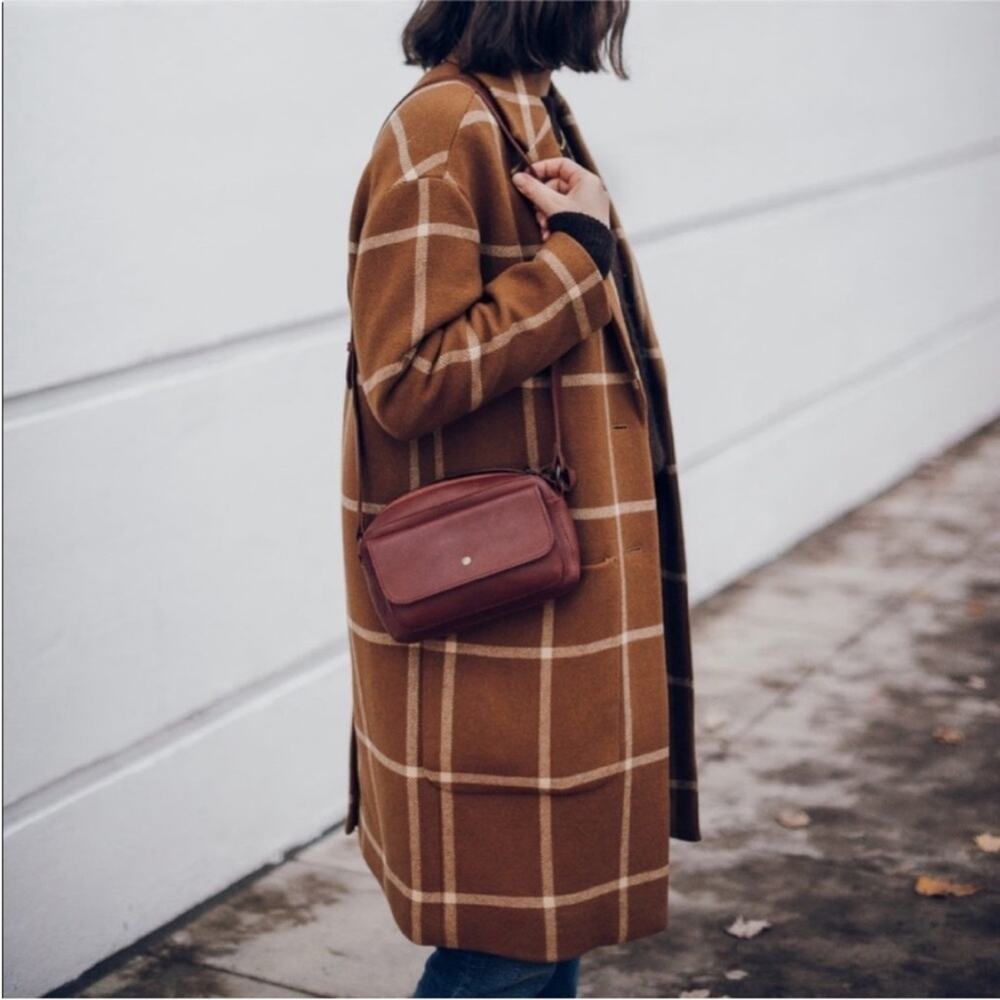 NEW! Madewell Windowpane coat brown plaid size XS elmcourt window pane - Picture 14 of 15